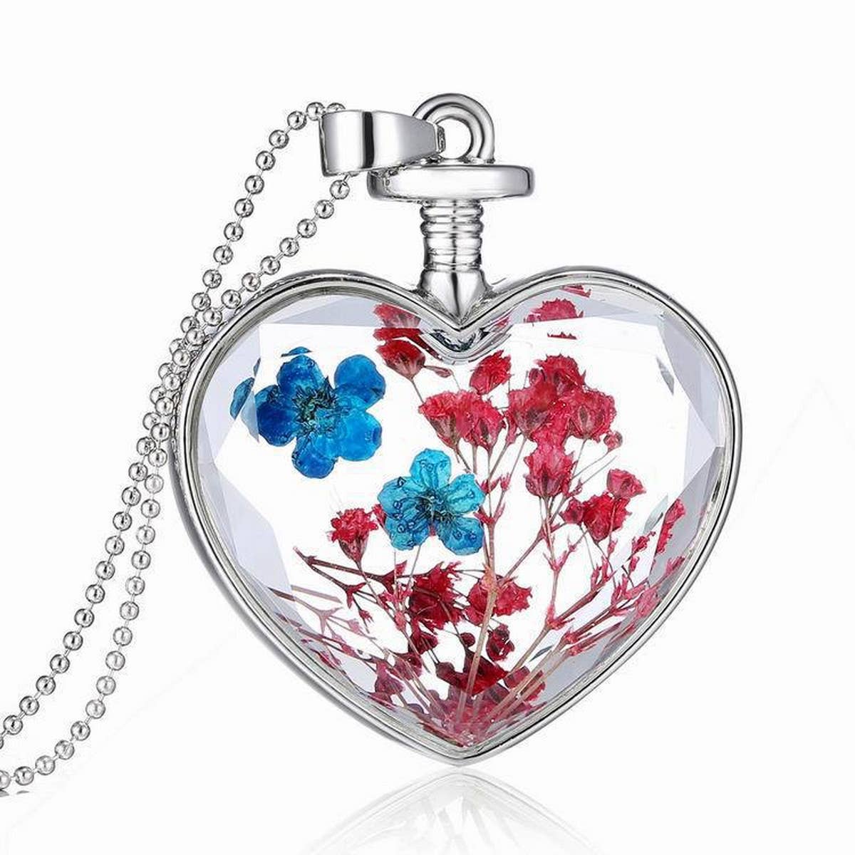 HEART CRYSTAL PLANT DRIED FLOWER NECKLACE_CWAJE2432