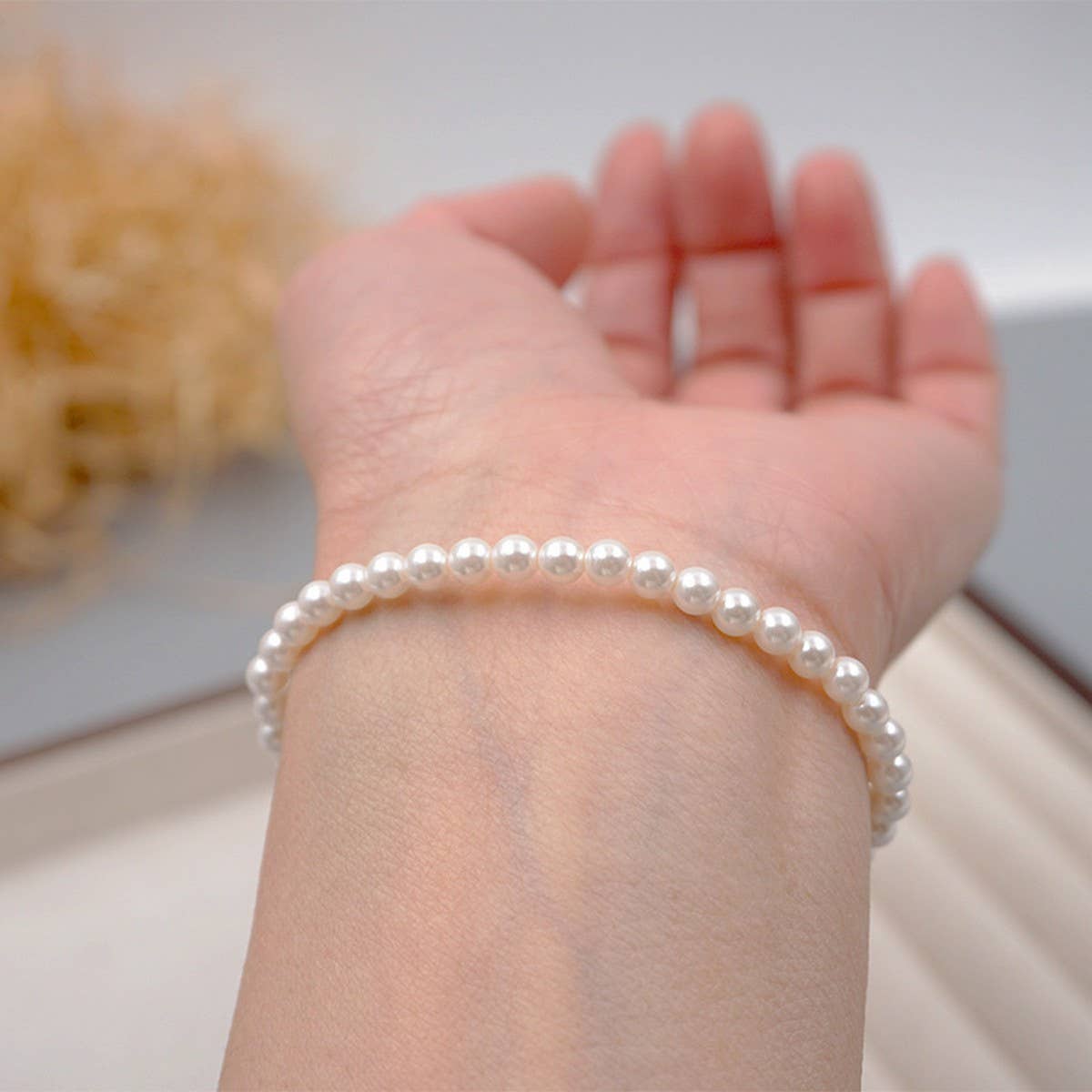 SIMPLE ROUND PEARL ELEGANT ELASTIC BRACELET_CWAJE1676