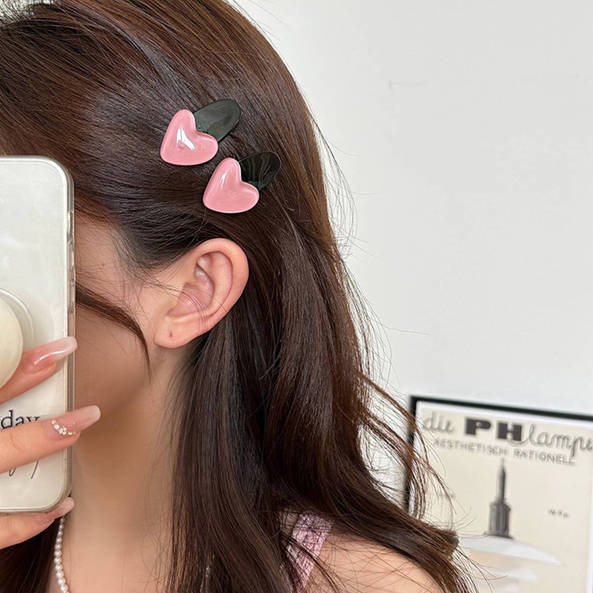 CUTE PINK HEART SIDE HAIR CLIP SUMMER BB PIN_CWAHA3953