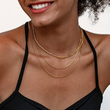 HERRINGBONE SNAKE BONE FIGARO GOLD NECKLACE_CWMM3672