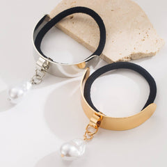 GOLD WATERDROP HEART PENDANT ELASTIC HAIR TIE_CWAHA6186