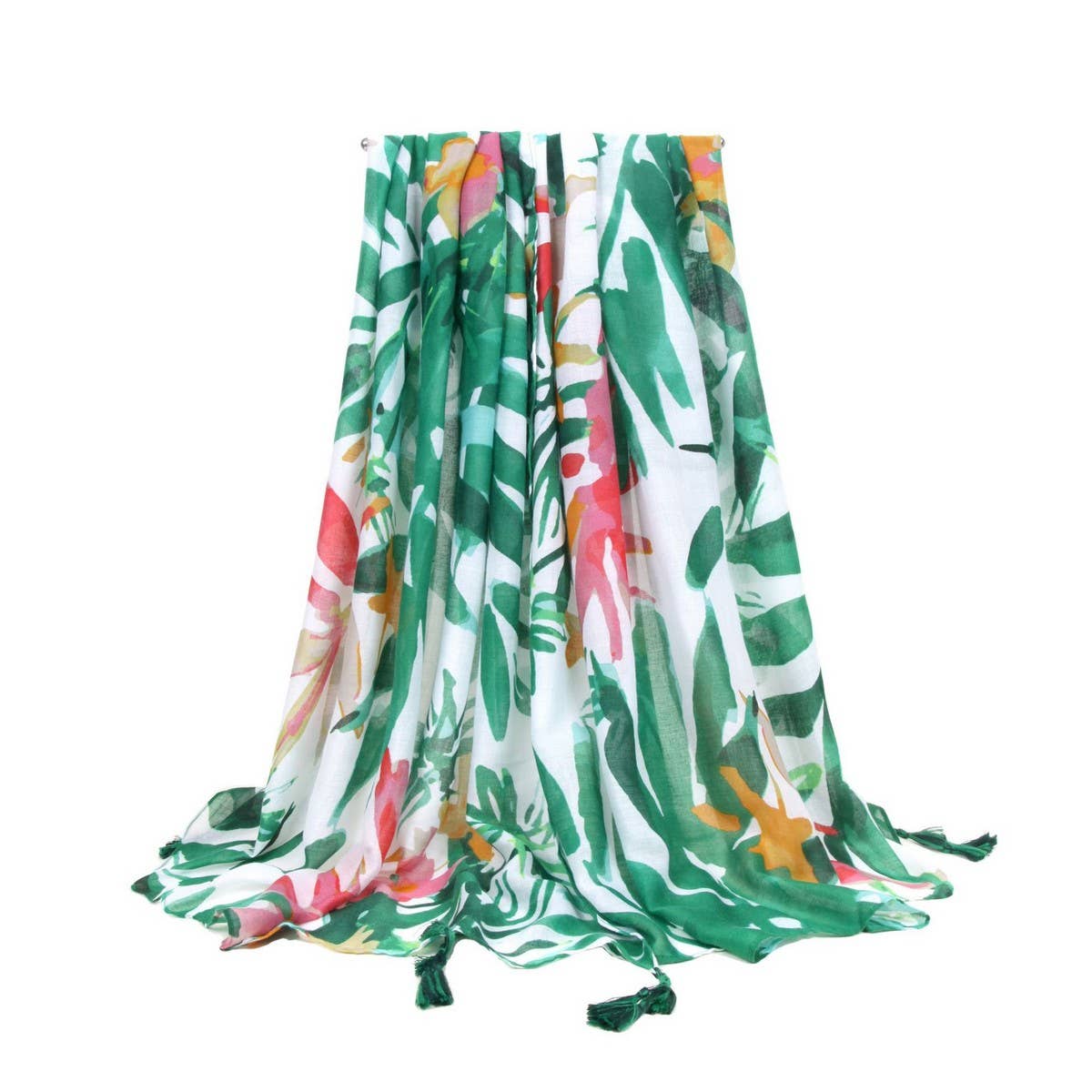 BANANA LEAF PRINT SCARF GREEN SUMMER BEACH WRAP_CWASC0676