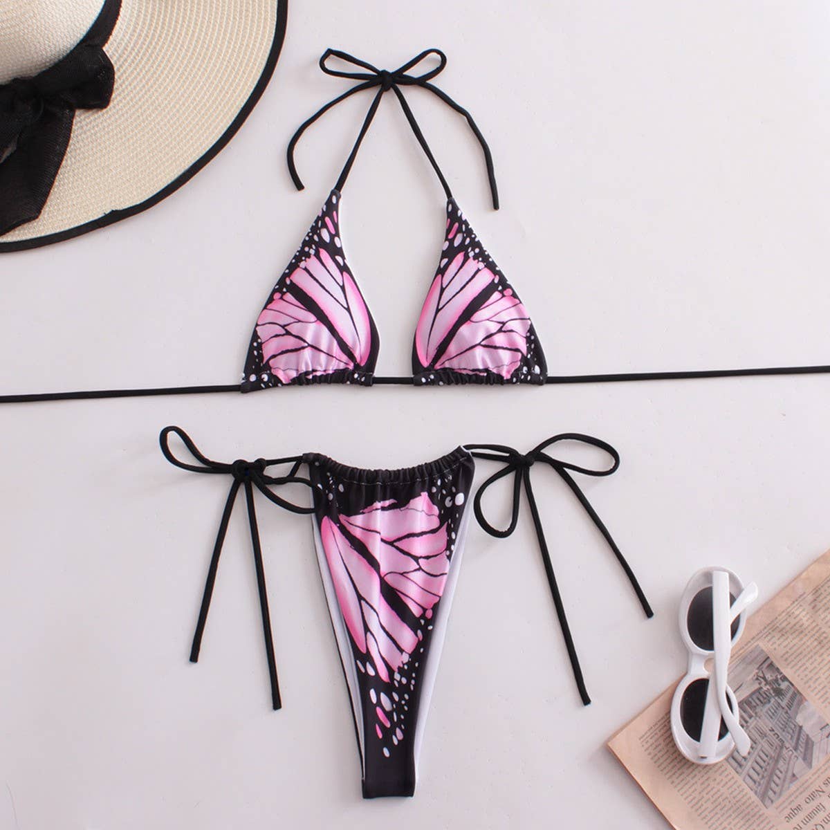 2 PIECE BIKINI SWIMSUIT WITH BUTTERFLY DESIGN PRINT_CWMW0178
