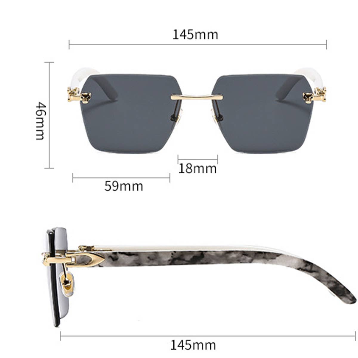 NEW POLYGON GRADIENT METAL SUNGLASSES LEOPARD HEAD_CWASG1183