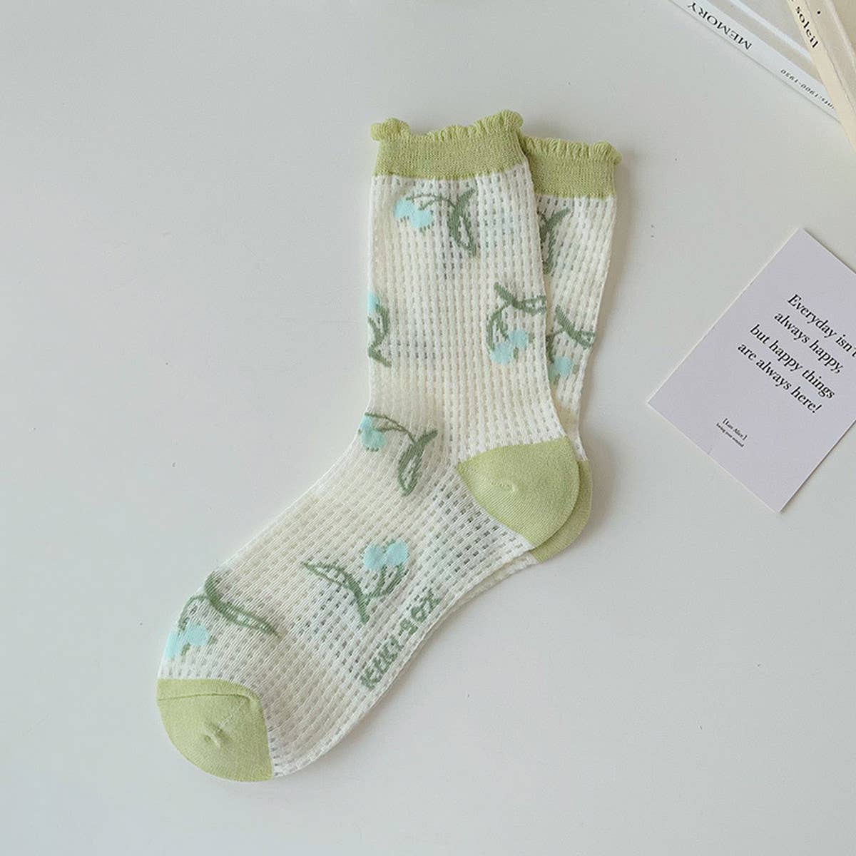 Women Thin Cute Three-Dimensional Flower Socks_Cwms0429