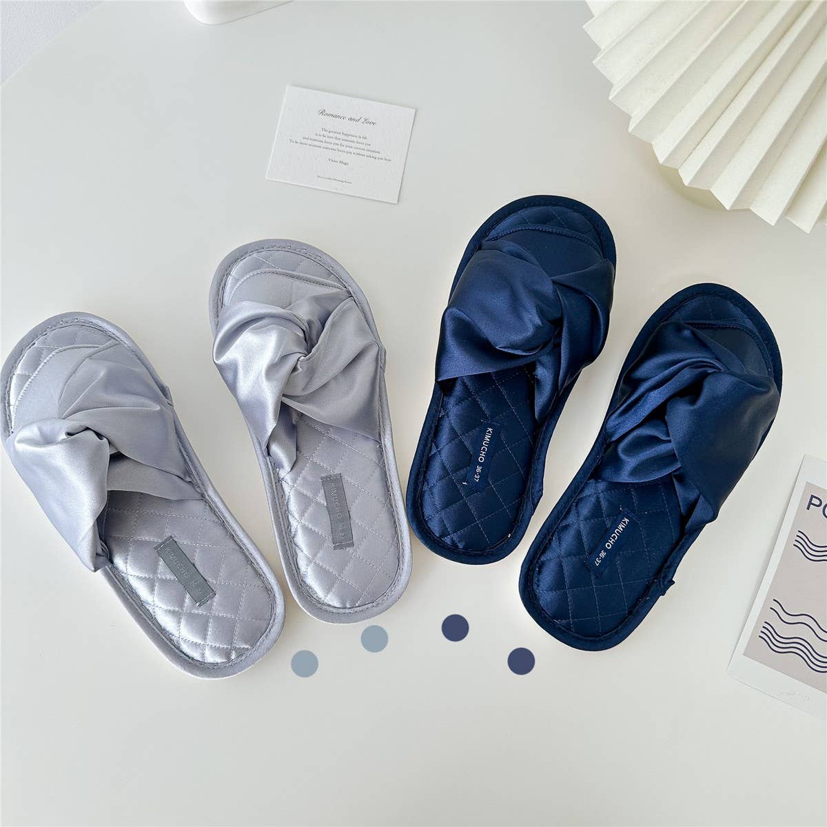 CROSS BOWKNOT FABRIC SLIPPERS INDOOR SLIPPERS_CWMM2976