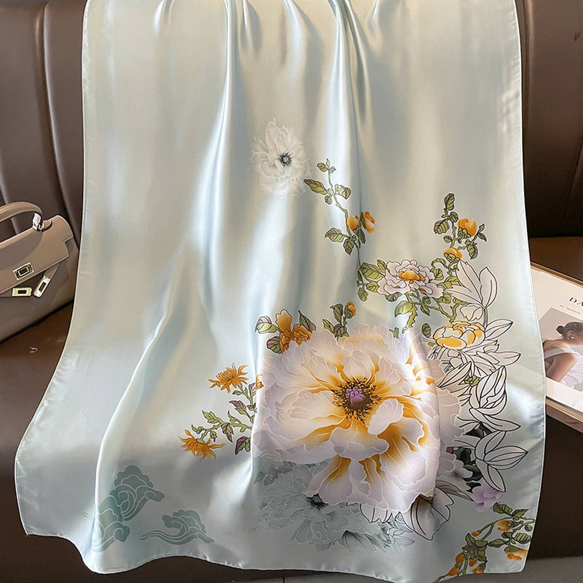 ELEGANT PRINTED LONG SILK SCARF FASHIONABLE WRAP_CWASC0517