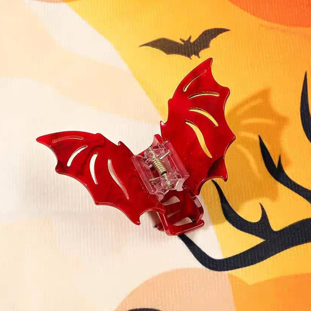 Halloween Acetate Hair Claw?Witch & Bat Design_Cwaha07286