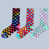 FASHION TIE DYED CHECKERED SOCKS_CWMS0265