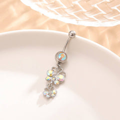FASHION AB CZ BUTTERFLY BELLY RING STAINLESS STEEL_CWMM9325