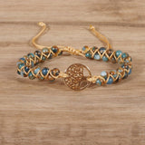 COLORED GOLD SANDSTONE TREE OF LIFE WOVEN BRACELET_CWAJE3959