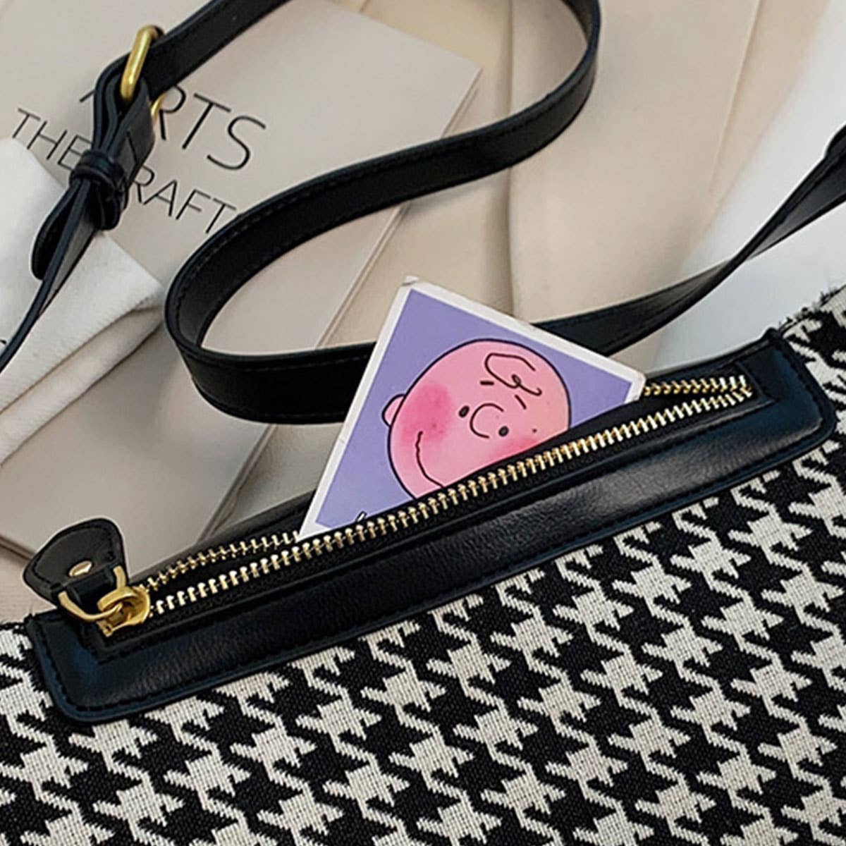 Houndstooth Fanny Belt Bag,Crossbody Bag_Cwab0915