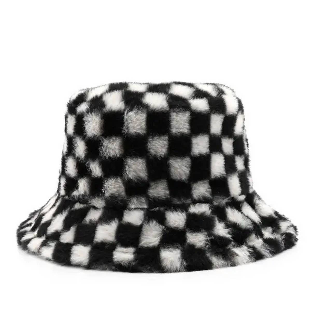 Winter Plush Plaid Bucket Hat Outdoor Warm_Cwah2172