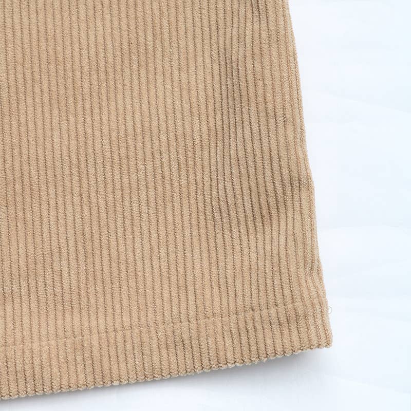 Solid-Color Casual Corduroy Strappy Dress