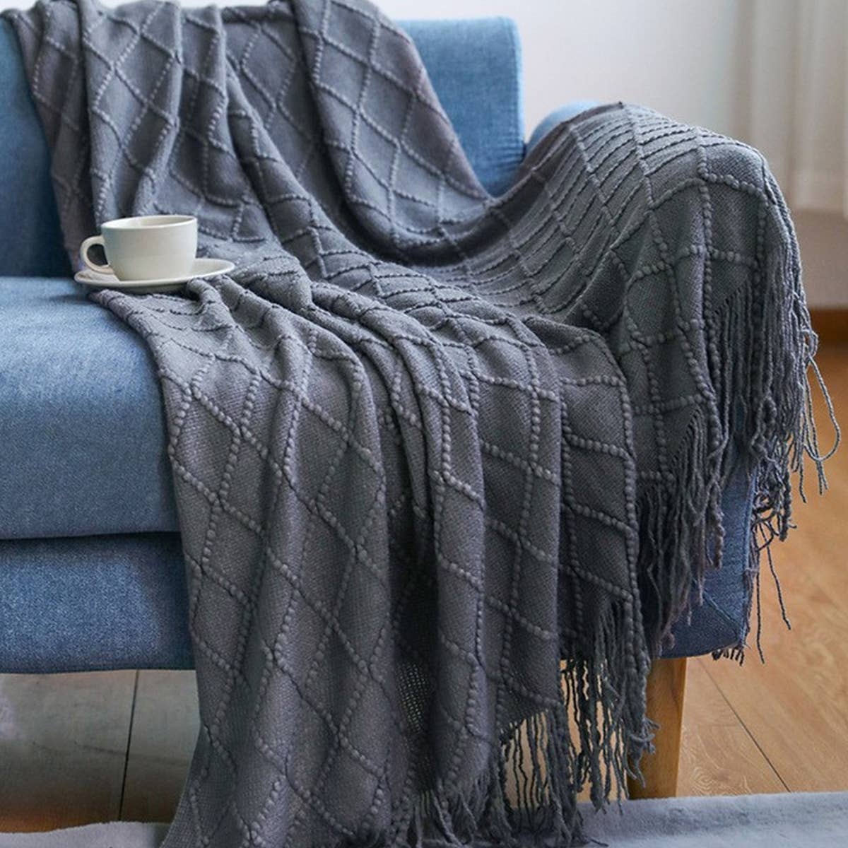 SOLID COLOR DIAMOND KNITTED SOFA BLANKET_CWMM0420