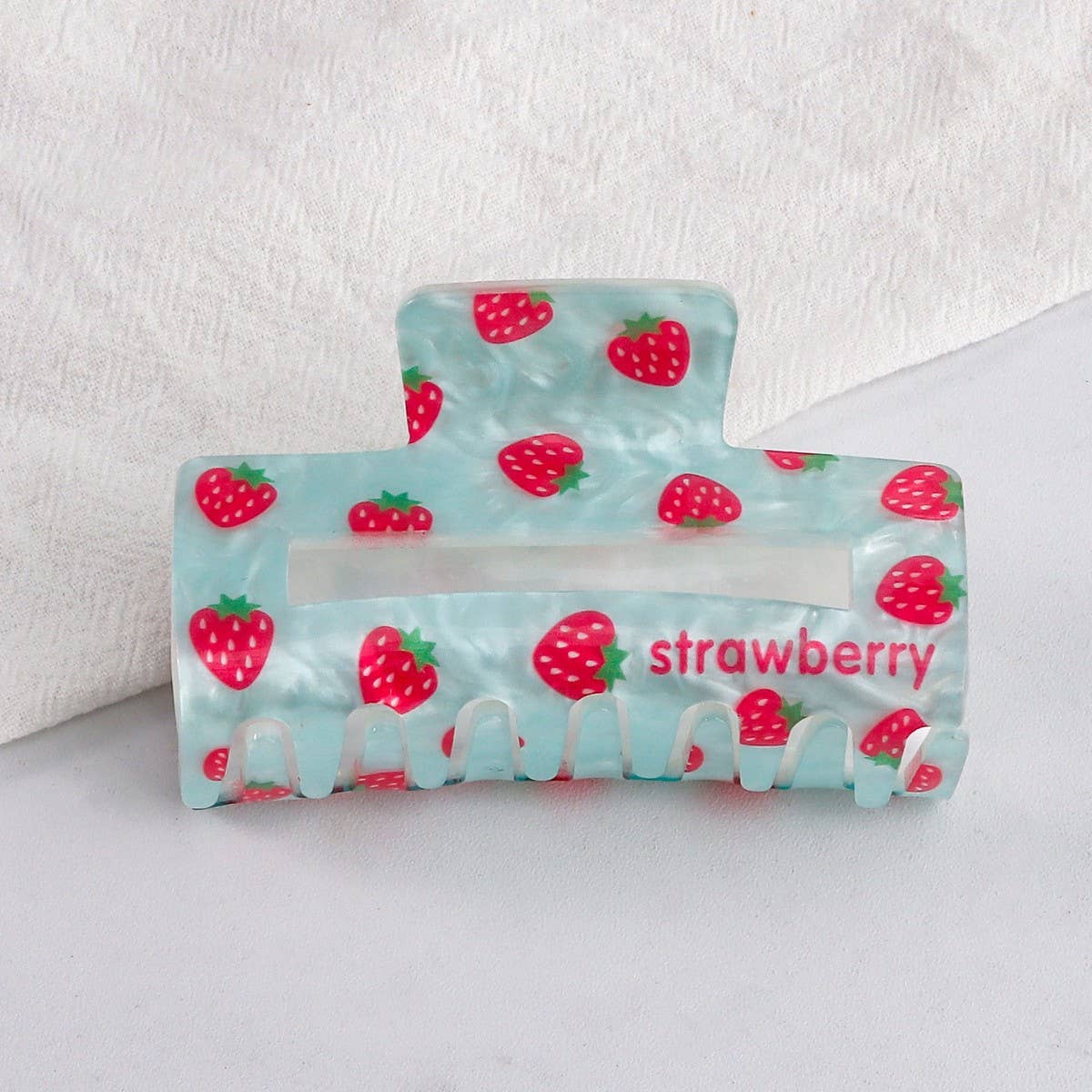 Cwaha1610_Cherry Heart Strawberry Rectangle Hair Claw Clip