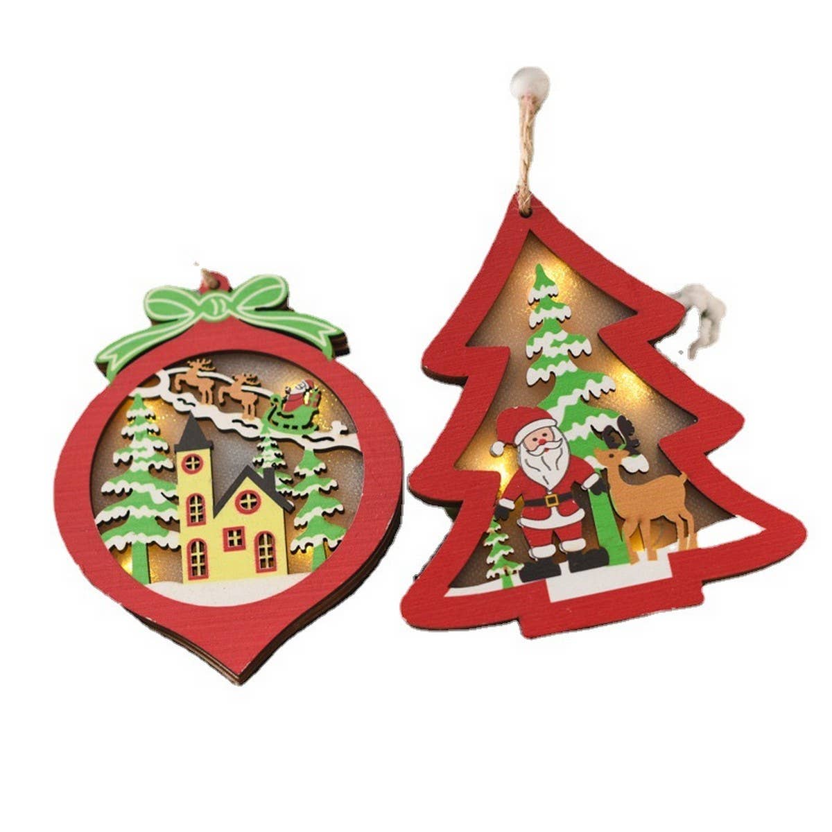 Wooden Luminous Pendant Christmas Decorations_Cwmm2935