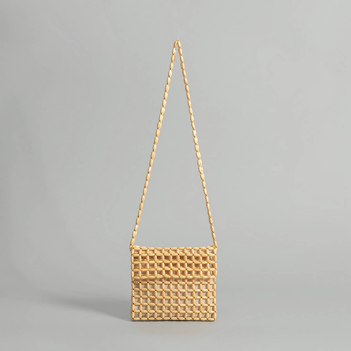 HANDMADE WOODEN BEAD WOVEN SHOULDER BAG_CWAB2009