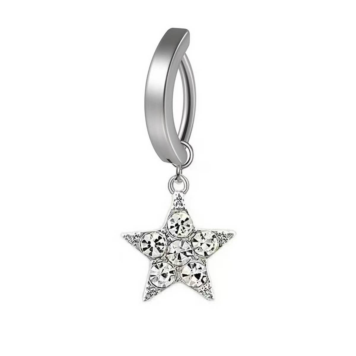 MINIMAL CURVED BUTTERFLY STAR BELLY BUTTON RING_CWMM9466