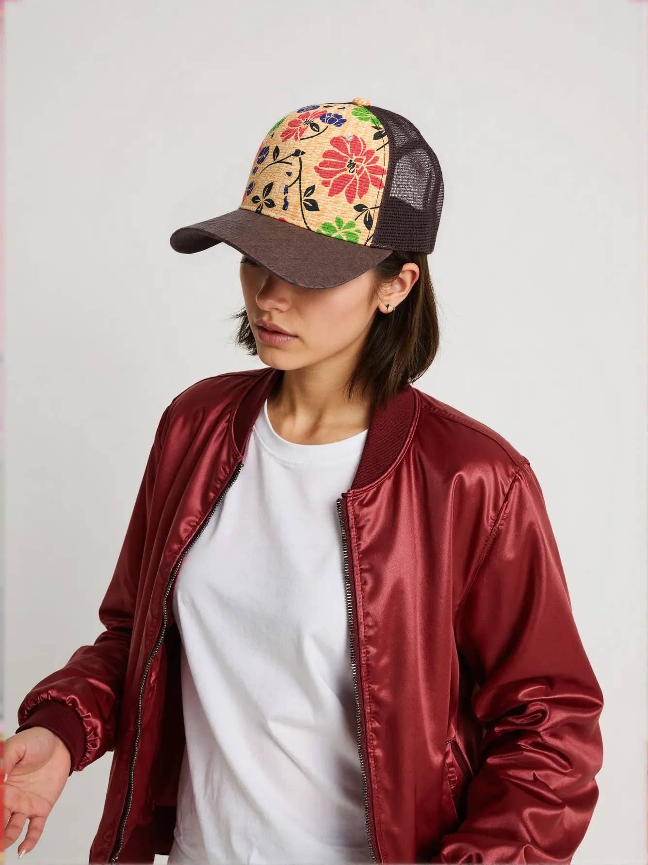 PRINTED STRAW MESH BASEBALL CAP SUMMER UNISEX_CWAH1628