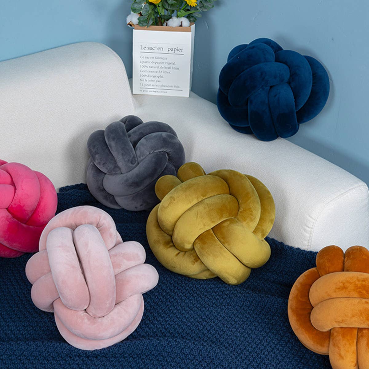 KNOT WITH TWO STRANDS OF ROPE PILLOW CUSHION_CWMM0859