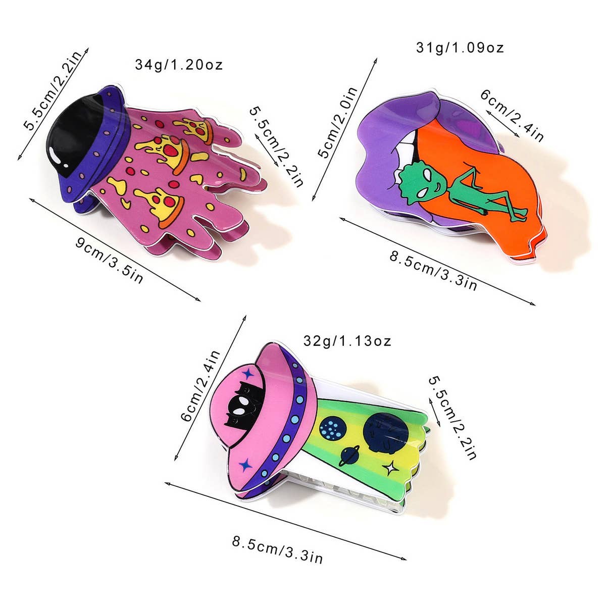 HALLOWEEN ALIEN ACRYLIC HAIR CLAW SPOOKY CLIP_CWAHA1633