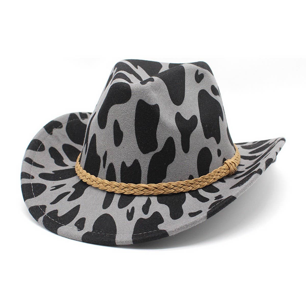 THICKENED FABRIC COW PATTERN WESTERN COWBOY HAT_CWAH2555