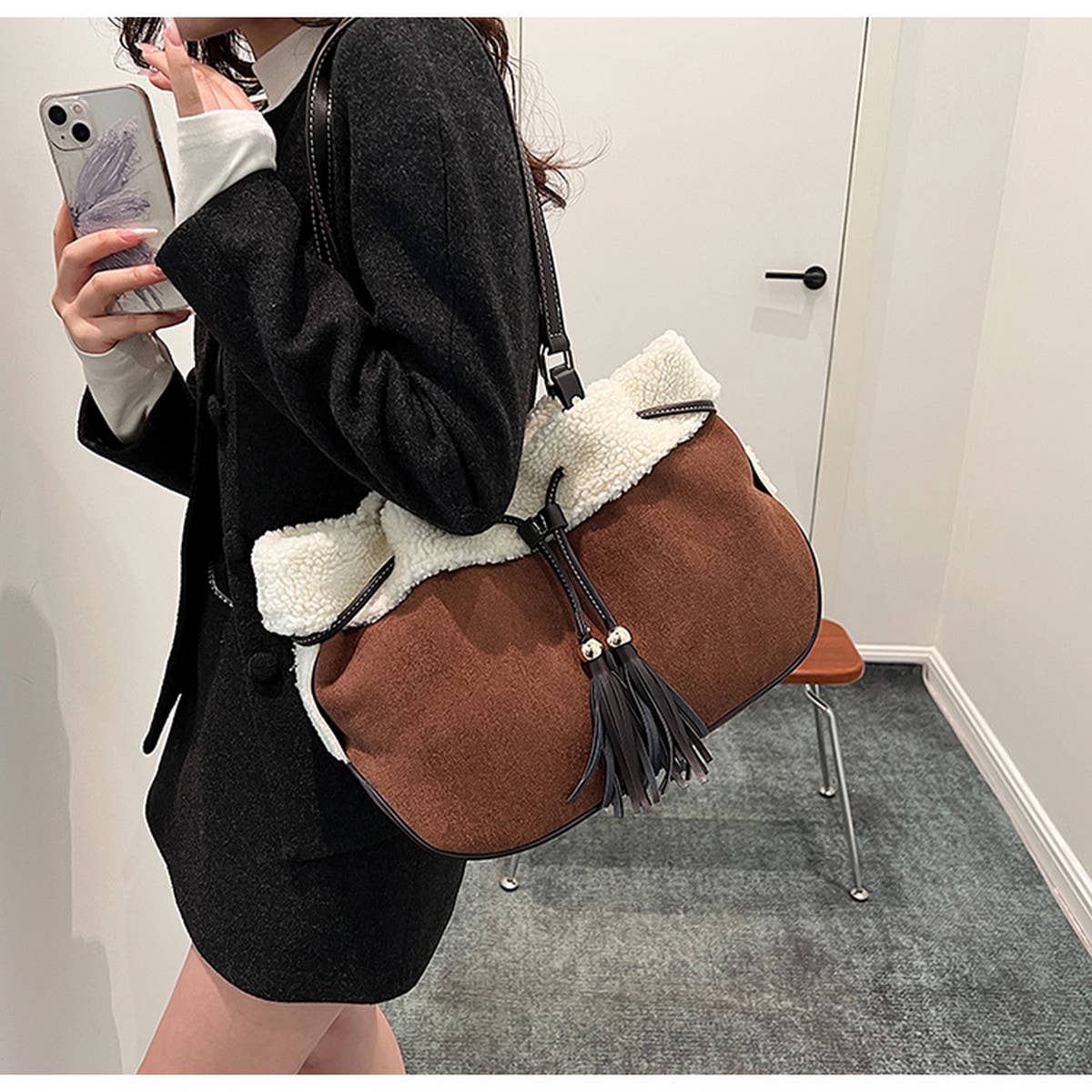 Retro Stitching Large Capacity Tote Bag_Cwab1575