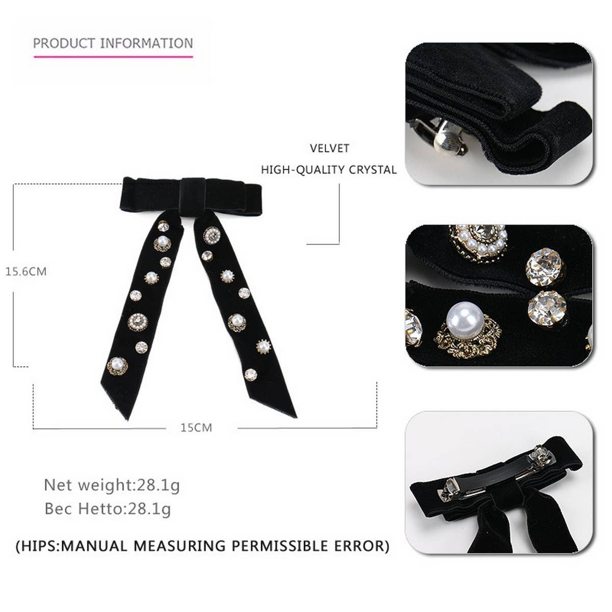 HANDMADE LONG RIBBON VELVET BOW HAIRPIN HEADDRESS_CWAHA4417