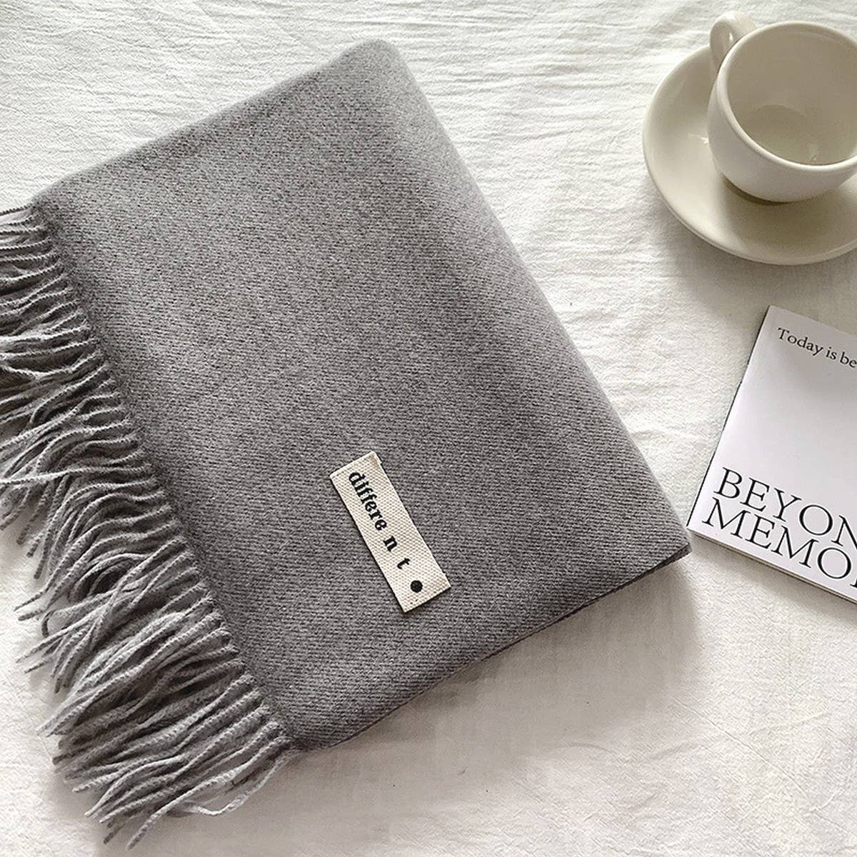 COLORBLOCK TASSEL SCARF THICK WRAP FOR STUDENTS_CWASC2281