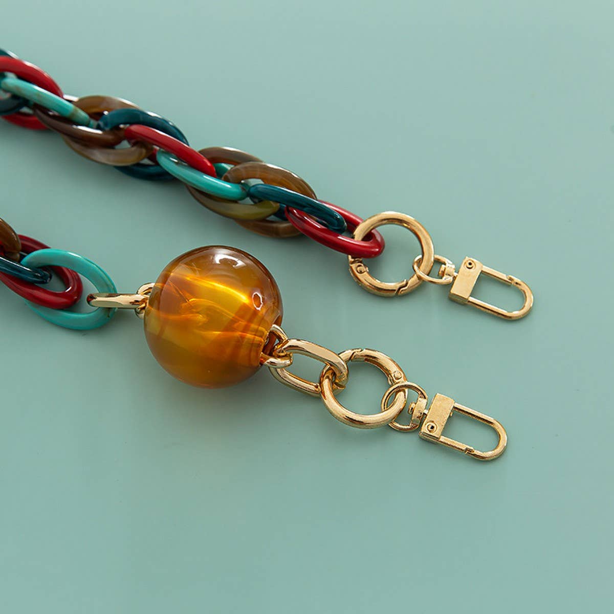 RESIN ACRYLIC LARGE LANTERN BEADS BAG CHAIN STRAP_CWMM5106