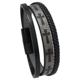 MULTI LAYER HAND WOVEN PU LEATHER CROSS BRACELET_CWMM4528