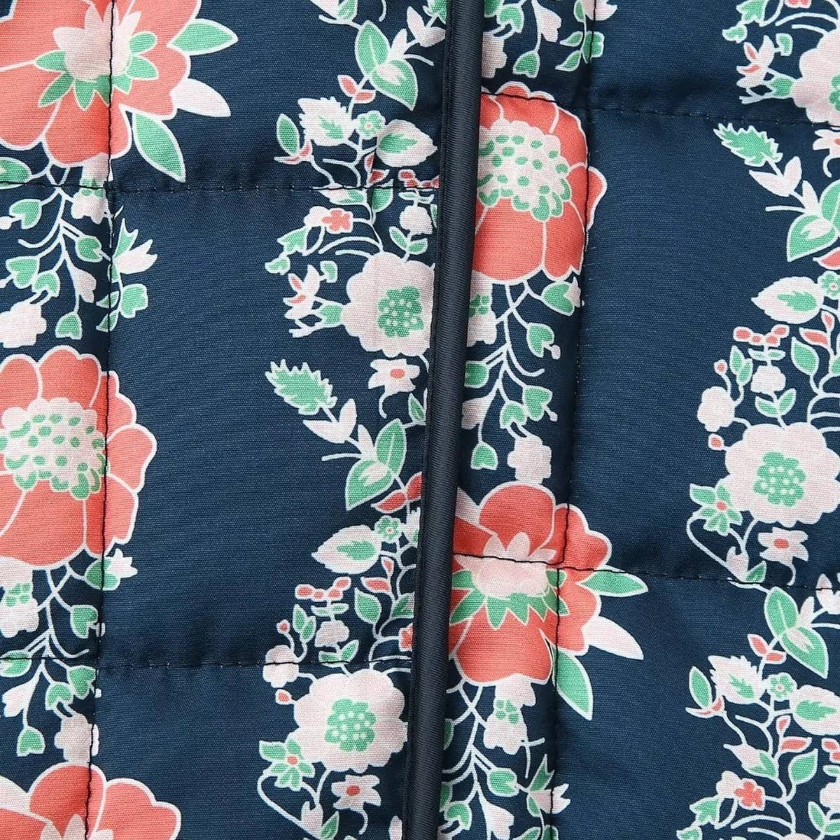 STAND COLLAR FLORAL PRINT LOOSE QUILTED JACKET_CWOJA1560