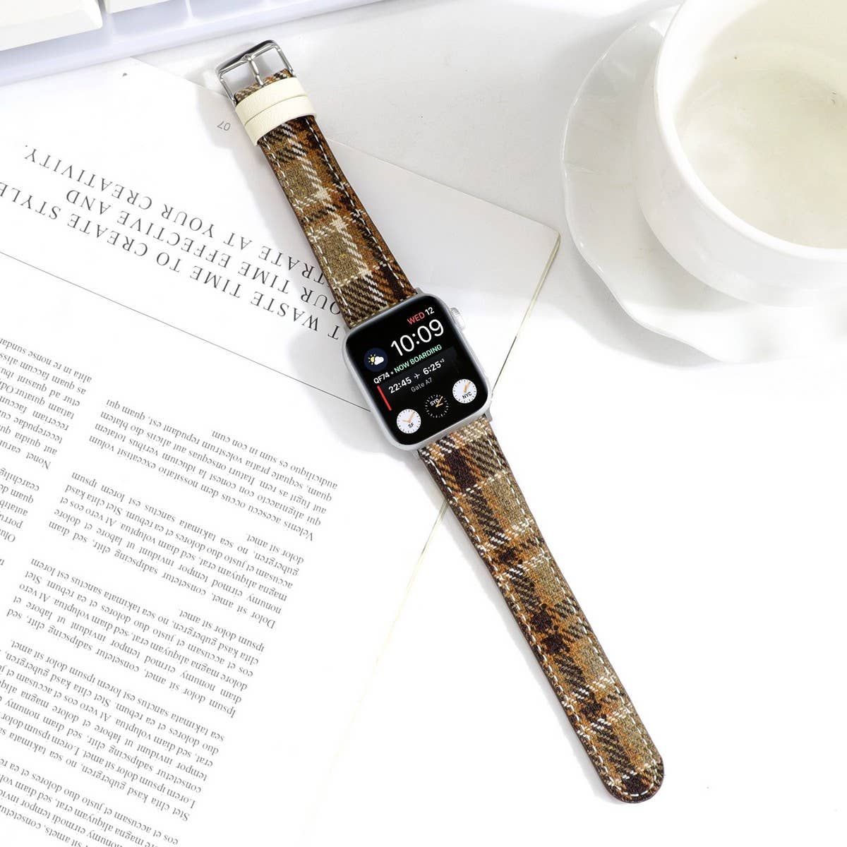 IWATCH8 1 PLUSH CHECKERED LEATHER STRAP_CWWW0049