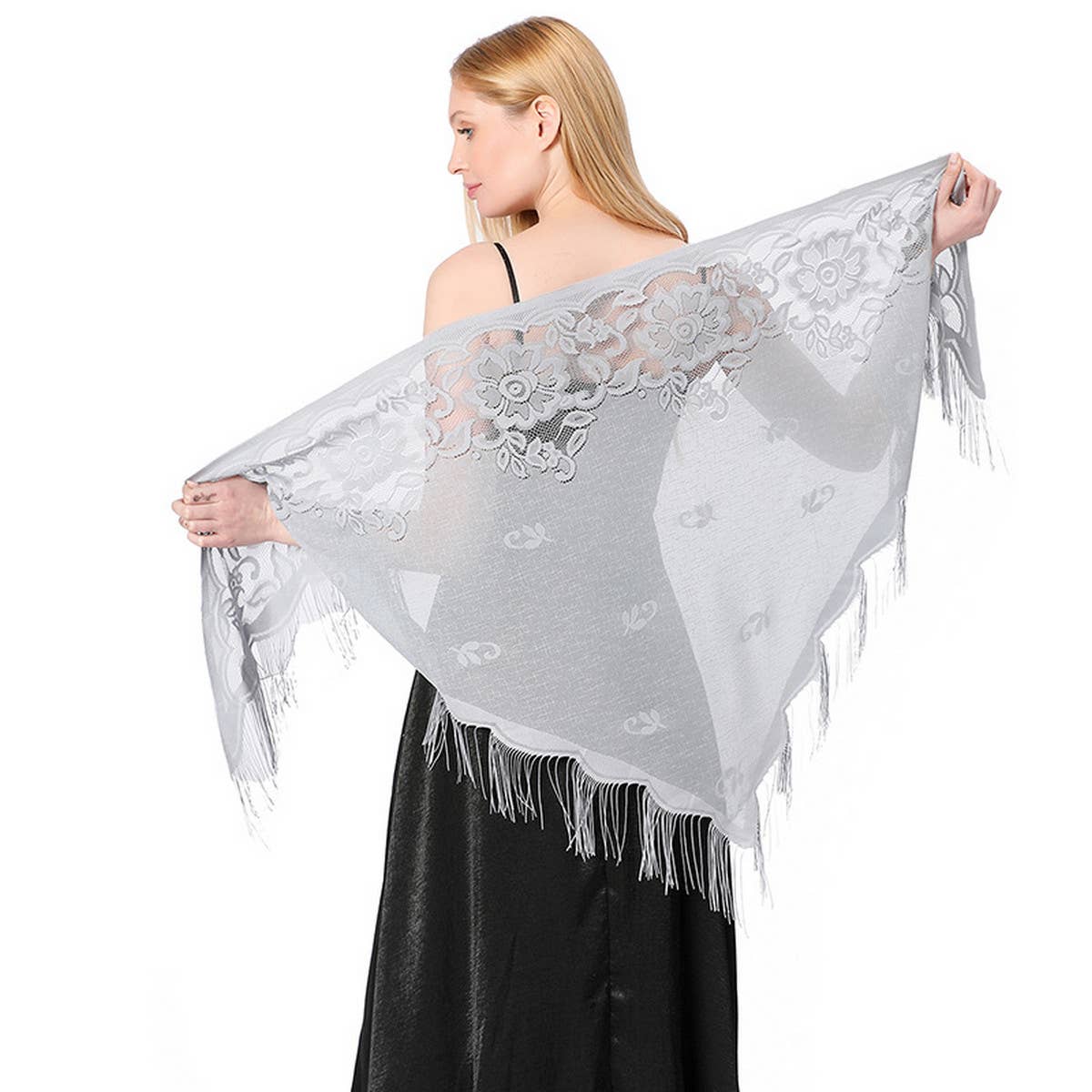 LACE SHAWL LACE TRIANGLE SCARF SHAWL_CWASC1076