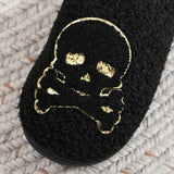 GLITTER EMBROIDERED SKULL COTTON SLIPPERS_CWSHF00219
