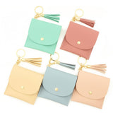 SOLID PU CARD WALLET WITH TASSEL KEYCHAIN_CWAB4965