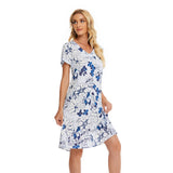 V-Neck Floral Print Short-Sleeved Dress