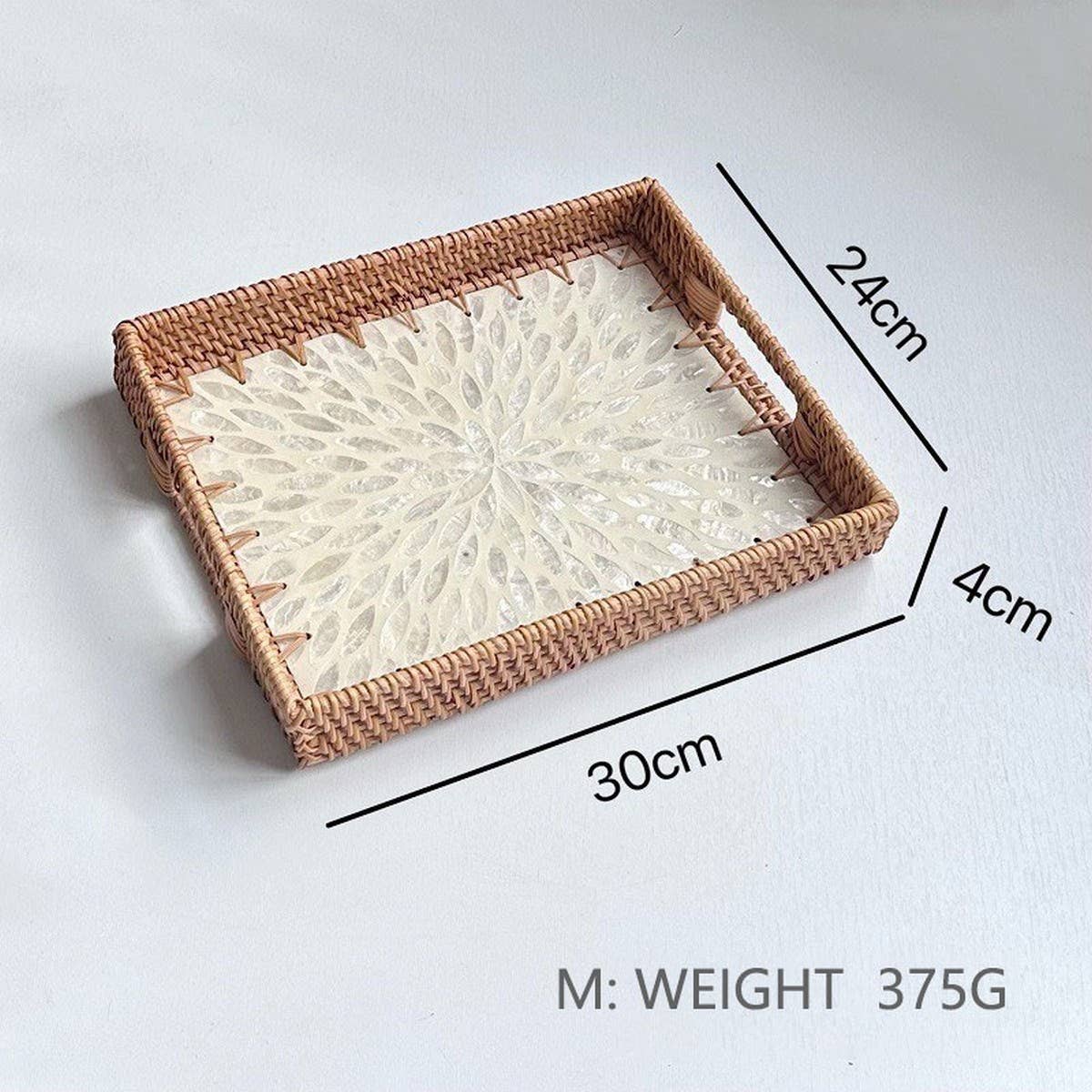 RATTAN WOVEN COLORFUL SHELL TEA TRAY FRUIT TRAY_CWMM4490