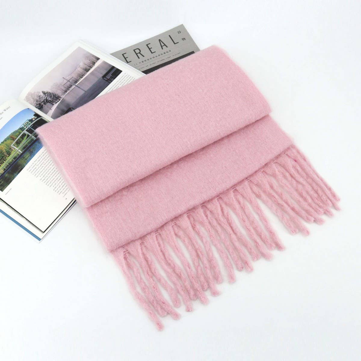 THICK MOHAIR SCARF WINTER TASSEL WRAP FOR WOMEN_CWASC1099