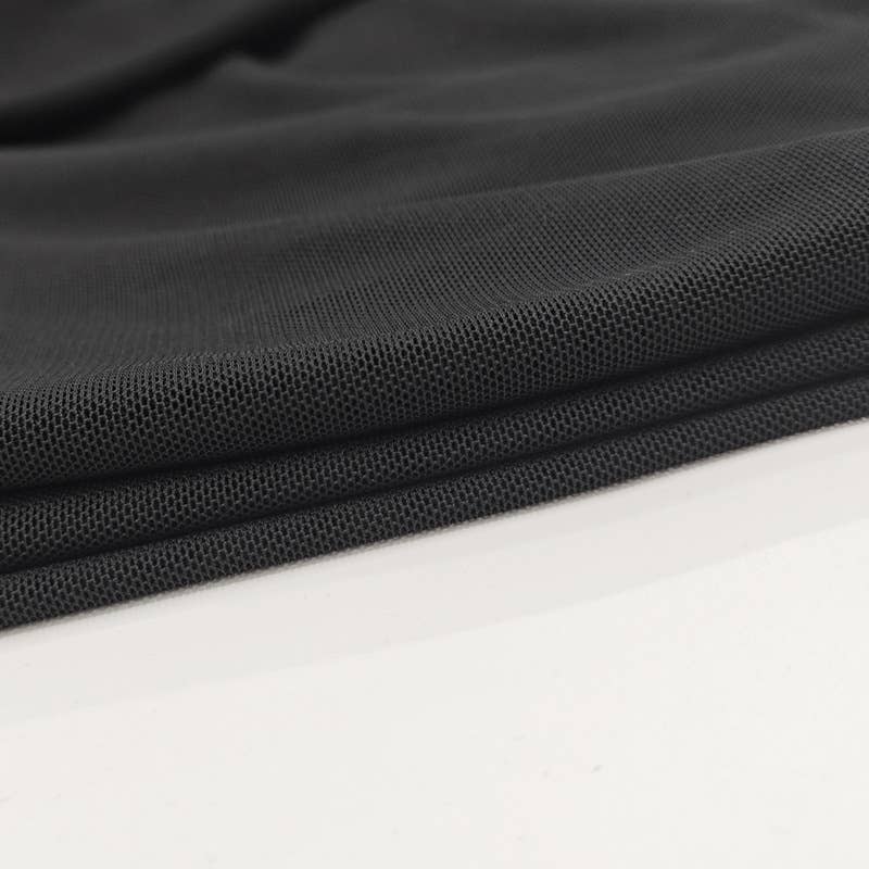 Solid Color Fit Line Neck Gauze Long Sleeve Top