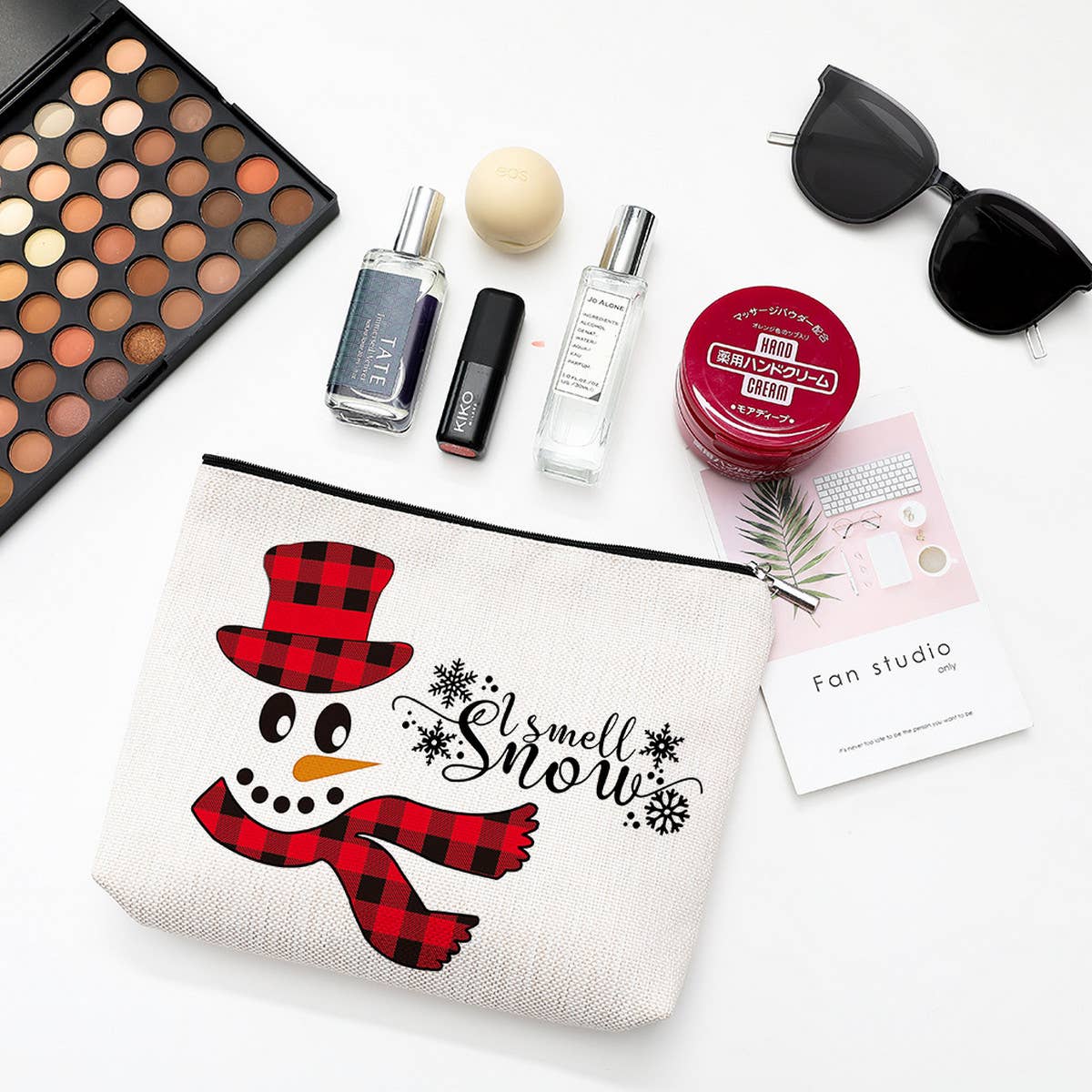 SIMPLE SNOWMAN TOILETRIES PRINTED COSMETIC BAG_CWAB1786