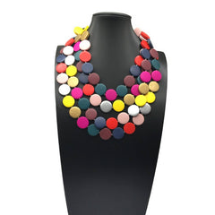 Vintage Colorful Ethnic Style Wooden Bead Necklace_Cwmm4738