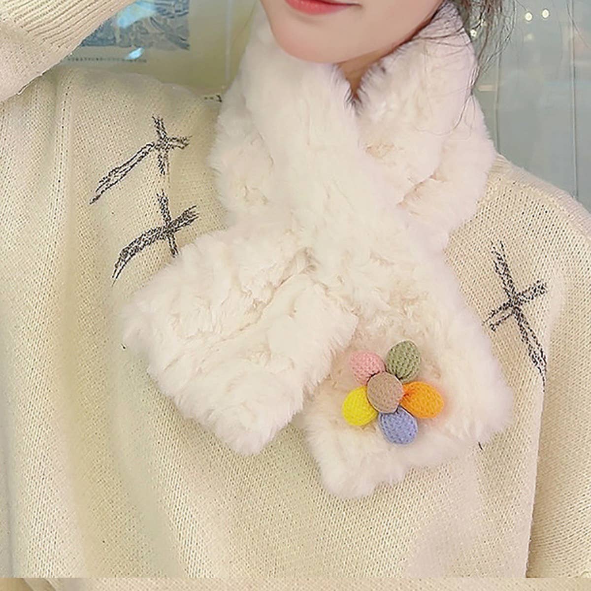 New Winter Colorful Flower Warm Scarf_Cwasc1252