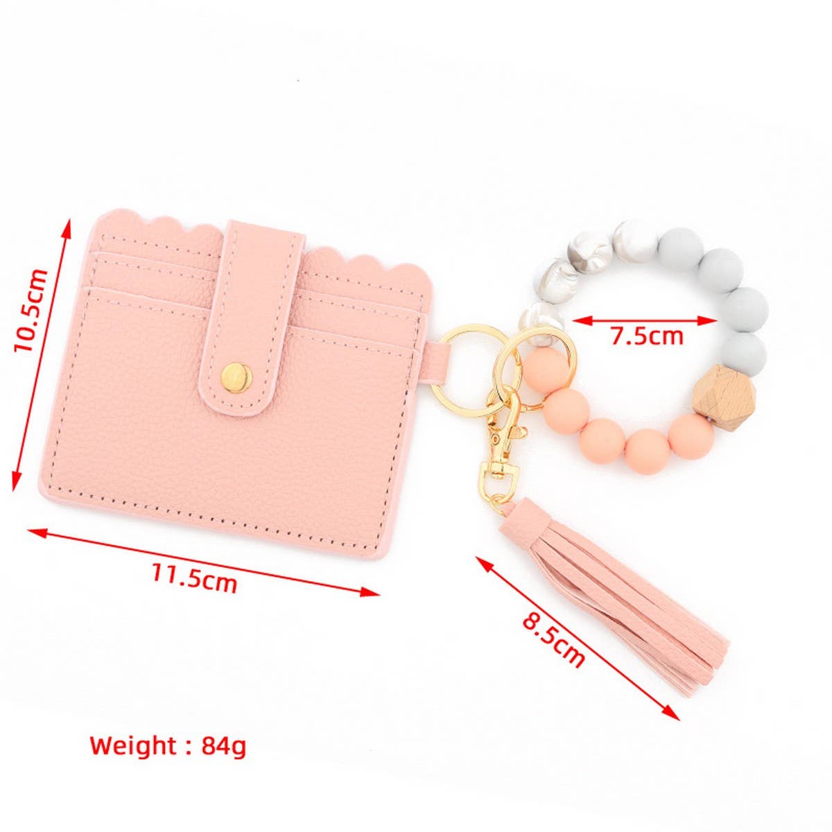 SILICONE BEAD WRISTLET WALLET WITH TASSEL_CWAB5002