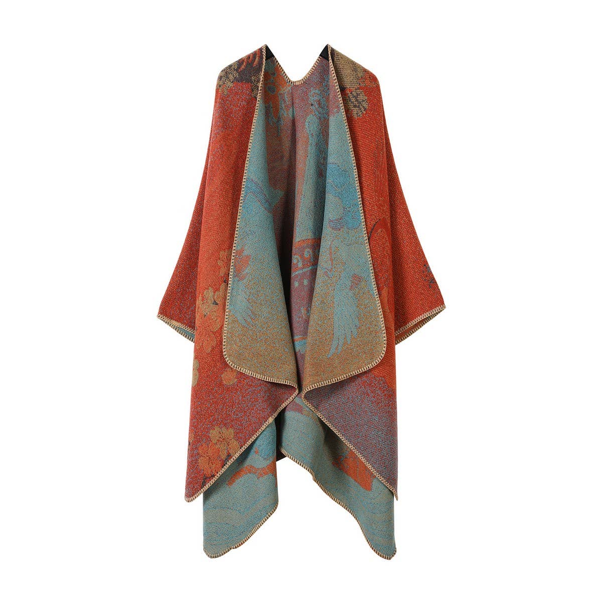 SHAWL VINTAGE SCARF FAUX CASHMERE SLIT WARM CAPE_CWASC2232