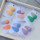 CHILDRENS CUTE BUTTON PLAID HAIRPIN_CWAHA1843