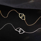 Cold Wind Design Feeling Double Ring Heart Clavicle Chain
