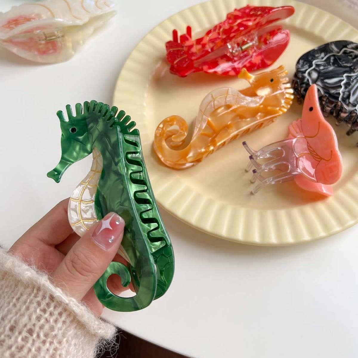 Sea Shell & Lobster Hair Claw, Ocean Animal Clip_Cwaha07131