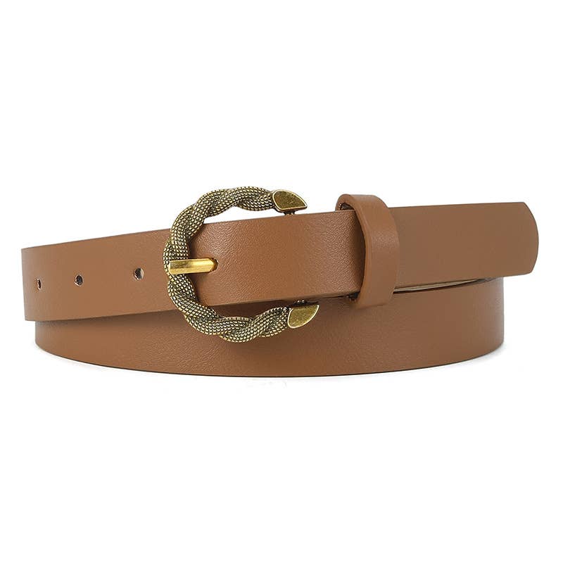 Serpentine Pin Buckle Pu Leather Women'S Belt High-Grade